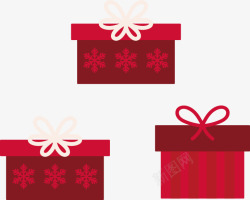 圣诞节元素3个礼品盒圣诞红色礼物盒矢量图高清图片