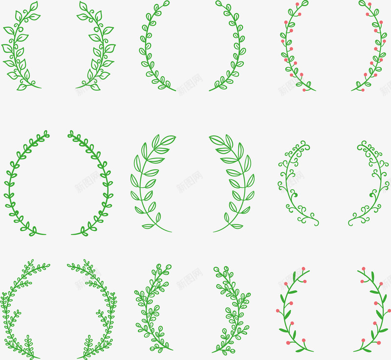 手绘橄榄枝图标png_新图网 https://ixintu.com 图标 手绘 橄榄枝 绿色 边框