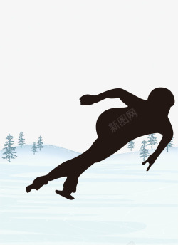 冬天滑冰冰雪游矢量图素材