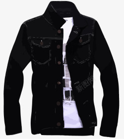 黑色夹克手绘风格化男式夹克高清图片