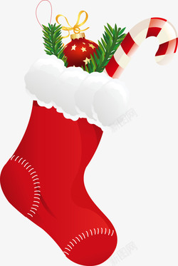 圣诞糖果棒圣诞节红色袜子矢量图高清图片