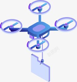 无人飞机通讯科技25D无人机送货立体插画矢量图高清图片
