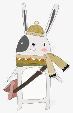 冬天的兔子卡通手绘可爱的兔子高清图片