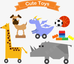 矢量长颈鹿卡通动物玩具高清图片
