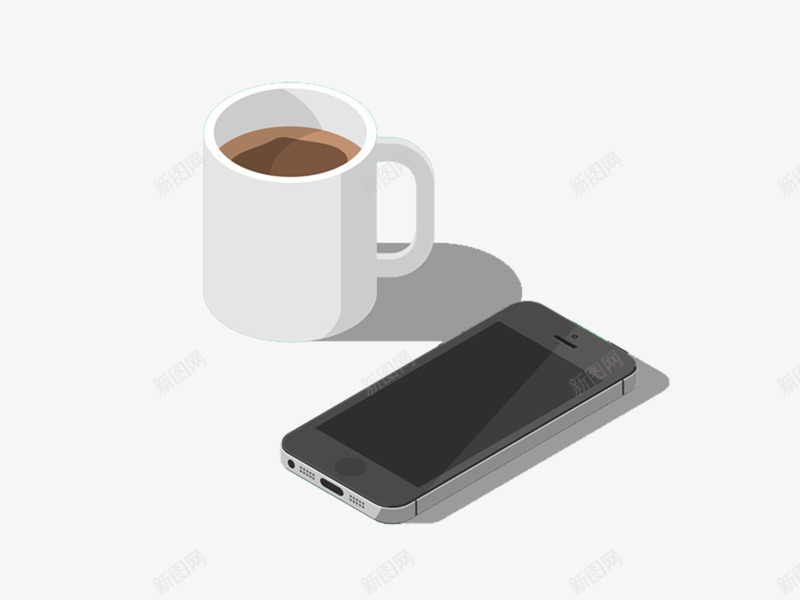 办公室咖啡手机立体psd免抠素材_新图网 https://ixintu.com 咖啡 手机 桌面用品 立体素材