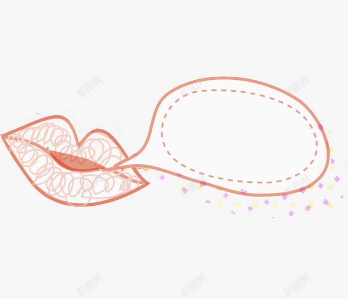 粉色嘴唇png免抠素材_新图网 https://ixintu.com 嘴唇 对话框 手绘 斑点 涂鸦 粉色 花纹 虚线 装饰