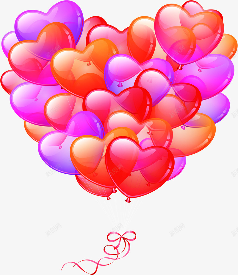 紫色橙色爱心气球png免抠素材_新图网 https://ixintu.com 橙色 气球 爱心 紫色