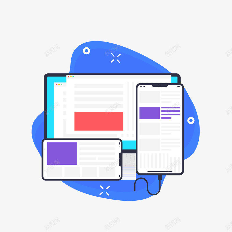 彩色扁平化界面元素矢量图图标eps_新图网 https://ixintu.com 卡通图标 屏幕 彩色 扁平化 手机 手机屏幕展示图 电脑 矢量图 科技