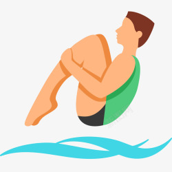 男运动员跳水插画矢量图素材