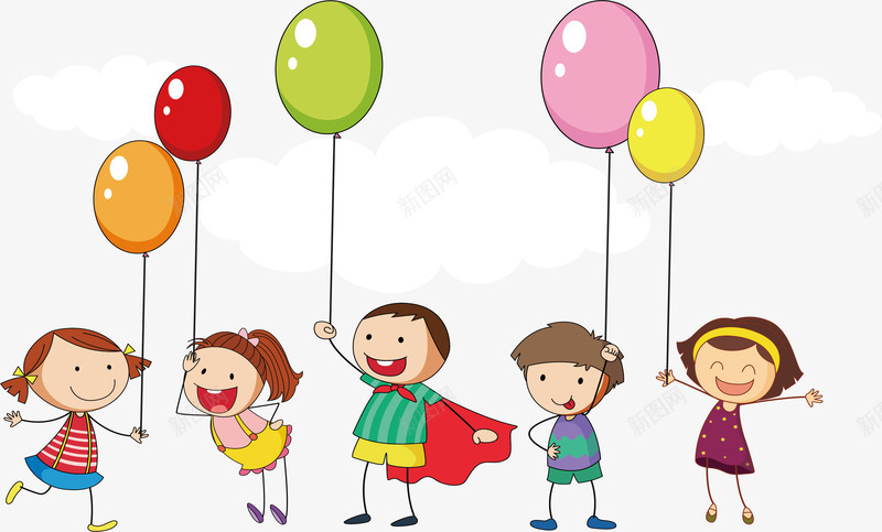 可爱拿着气球的孩子矢量图ai免抠素材_新图网 https://ixintu.com 卡通孩子 可爱孩子 开心的孩子 拿着气球 气球 矢量png 矢量图
