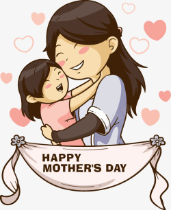 母子拥抱母亲节卡通主题装饰插图拥抱的母高清图片