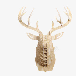 木质背景墙麋鹿拼图模型高清图片