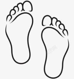 黑色脚印双脚线条图图标高清图片