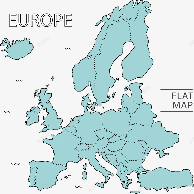 蓝色欧洲地图png免抠素材_新图网 https://ixintu.com 欧洲地图 矢量地图 矢量素材 蓝色地图