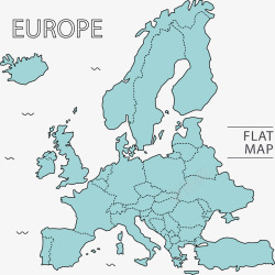 蓝色欧洲地图素材