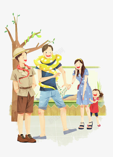 一家人出去玩png免抠素材_新图网 https://ixintu.com 公园 开心 蛇