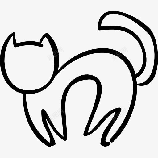 万圣节猫轮廓图标png_新图网 https://ixintu.com 万圣节 动物 宠物 弯曲 概述 猫 生物 轮廓