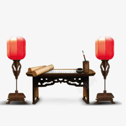中国古代灯笼古代书桌高清图片