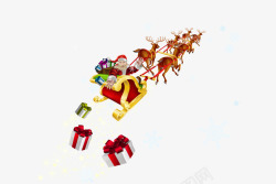 麋鹿拉车圣诞老人送礼素材