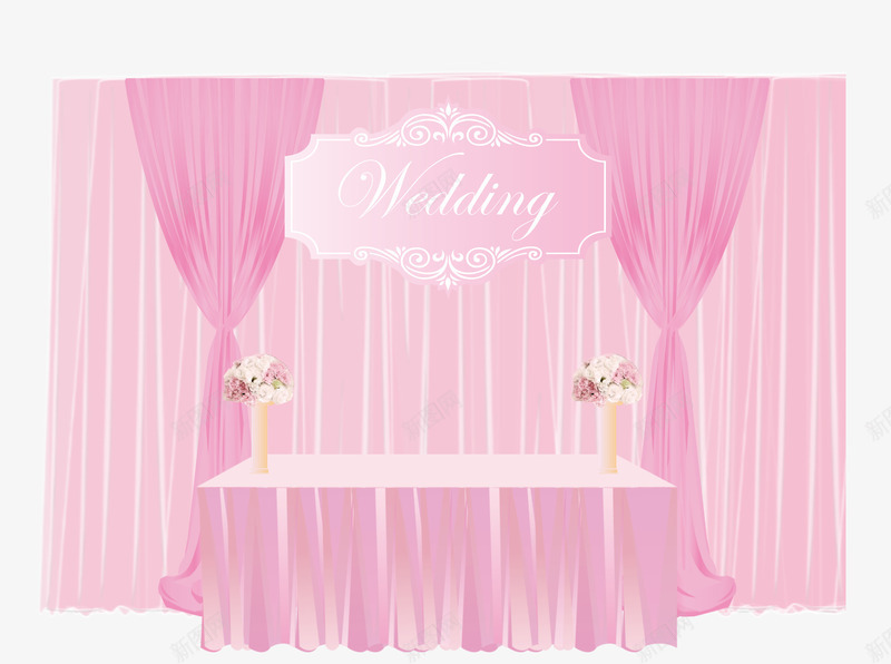 粉色婚庆布置装饰png免抠素材_新图网 https://ixintu.com 婚庆 婚礼布置 签到台 粉色婚庆