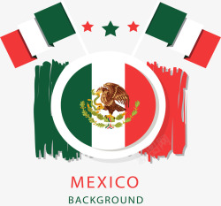墨西哥涂鸦老鹰国旗矢量图素材