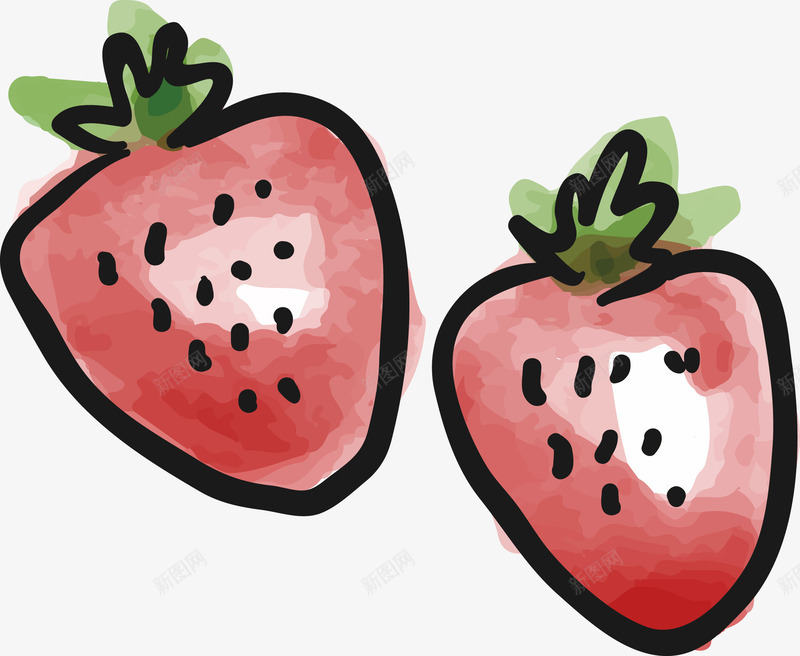 粉色草莓png免抠素材_新图网 https://ixintu.com 手绘 斑点 水果 涂鸦 粉色 绿叶 草莓