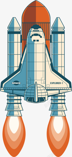 手绘航空火箭发射升空的火箭矢量图高清图片