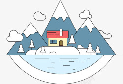 雪景岛插画矢量图素材