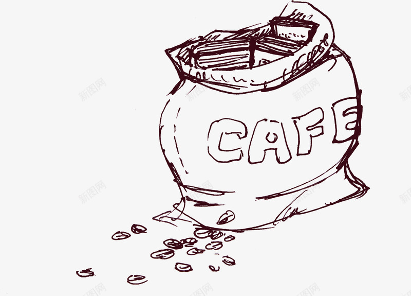 手绘合成素描咖啡豆png免抠素材_新图网 https://ixintu.com 合成 咖啡豆 素描