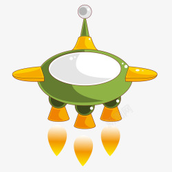 扁平绿色创意飞行火箭矢量图素材