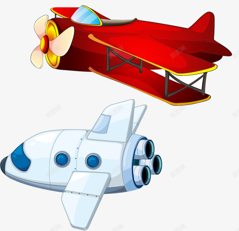 彩色飞行器png免抠素材_新图网 https://ixintu.com 卡通 可爱 手绘 飞行器