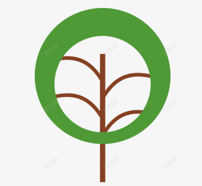 圆形简笔画小树图标png_新图网 https://ixintu.com 卡通树 卡通植物 卡通绿色图标 圆形 线条 绿色图案