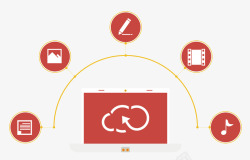 大数据视频红色计算机云端技术扁平化图标高清图片