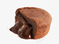 爆浆熔岩小蛋糕爆浆融化的巧克力高清图片
