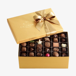 心形巧克力图片金色礼盒巧克力高清图片
