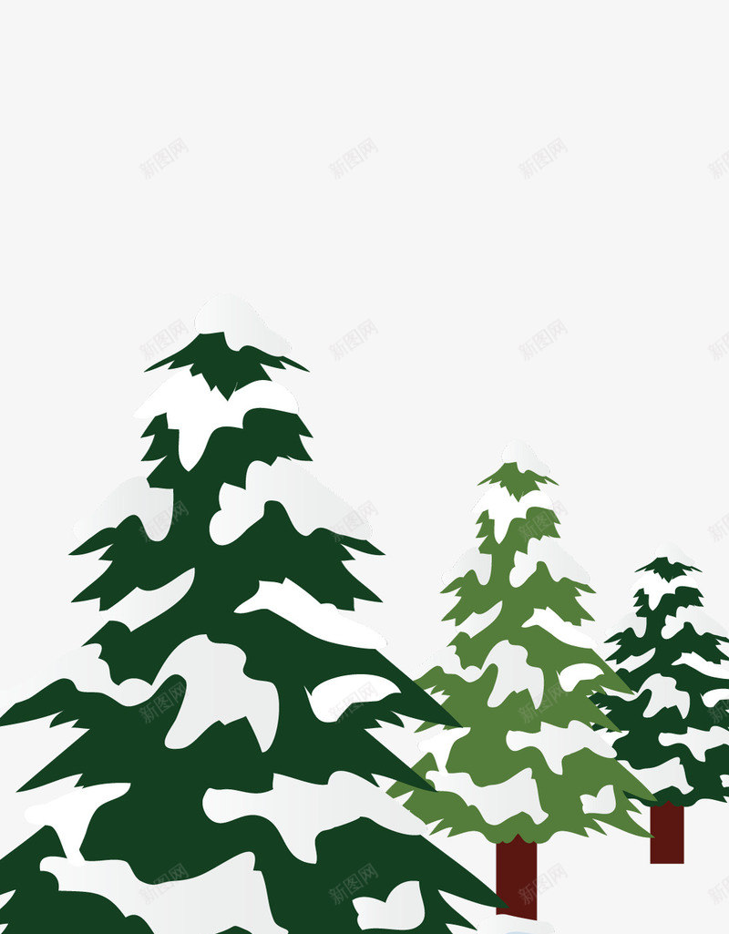 积雪的树木png免抠素材_新图网 https://ixintu.com 冬天 常青树 海报 海报素材 矢量雪花 积雪 绿树 绿色松柏 雪枝 雪花
