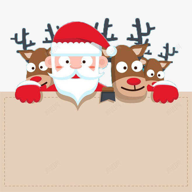 圣诞老人麋鹿png免抠素材_新图网 https://ixintu.com 圣诞 圣诞老人 标题栏 麋鹿