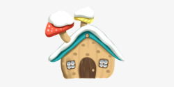 蘑菇屋子冬季卡通蘑菇屋子高清图片