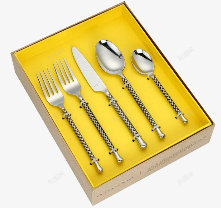 一套餐具png免抠素材_新图网 https://ixintu.com 不锈钢 刀叉 包装盒 用餐 西餐具