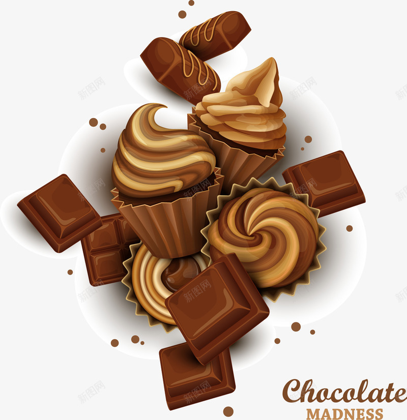 甜品巧克力矢量图eps免抠素材_新图网 https://ixintu.com 咖啡 巧克力 海报设计 甜品 矢量素材 矢量图