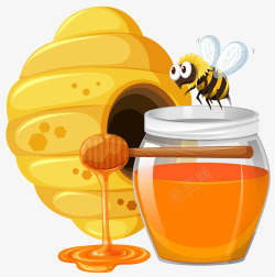 卡通蜜蜂与蜂蜜素材
