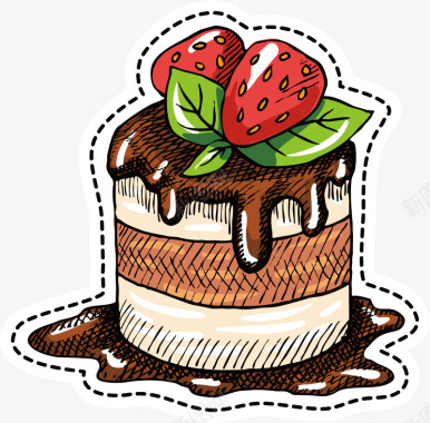 特色凉茶草莓风味沙河特色蛋糕矢量图图标图标