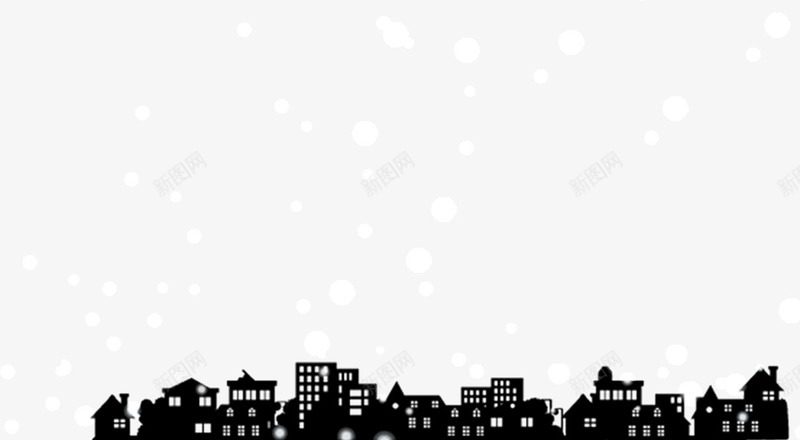 雪中线条城市psd免抠素材_新图网 https://ixintu.com 下雪 冬天 城市 线条 黑色