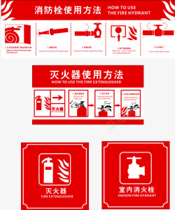 消防素材消防栓使用方法图标高清图片