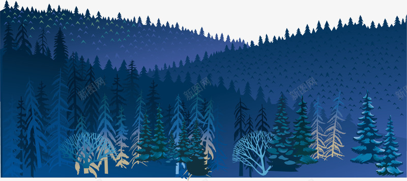 圣诞节冬日松树林png免抠素材_新图网 https://ixintu.com 冬天 冬季 圣诞节 松树林 装饰图案 雪地树林