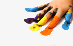 涂颜料的手小孩子玩颜料高清图片