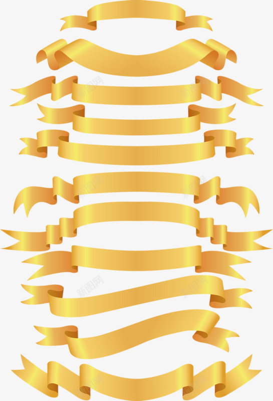 金色绸带png免抠素材_新图网 https://ixintu.com 土豪金 手绘 绸带 装饰物