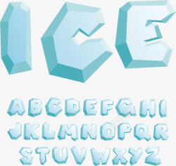 冰块英文字母蓝色冰块艺术字矢量图高清图片