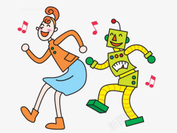 舞蹈的姿势卡通跳舞机器人高清图片