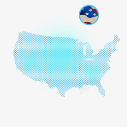 蓝色版图美国国家矢量图高清图片